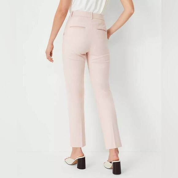 Ann Taylor High Rise Stretch Cotton Ankle Trouser Pants | Light Pink | 12 Tall - Picture 2 of 10